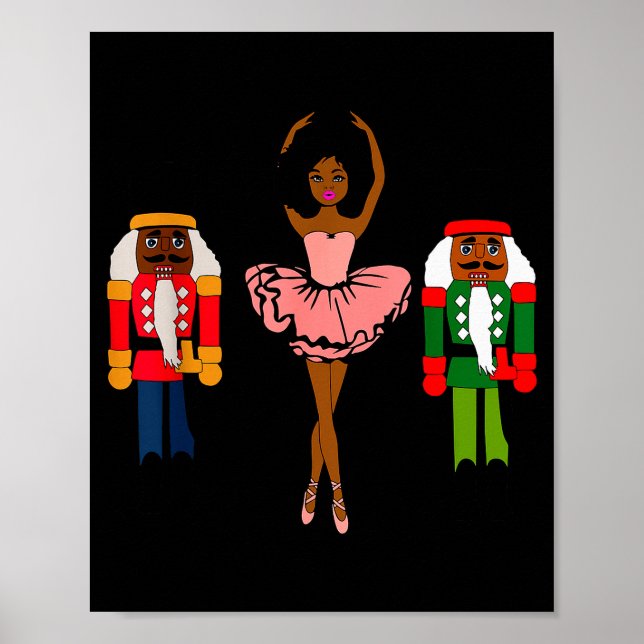 Poster Black Ballerina Christmas Black Nutcracker Xmas Af (Frente)