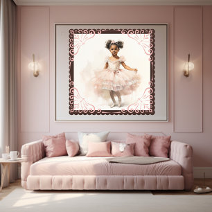 Poster Black Ballerina, Pale Pink Tutu, Ponytails, Fita