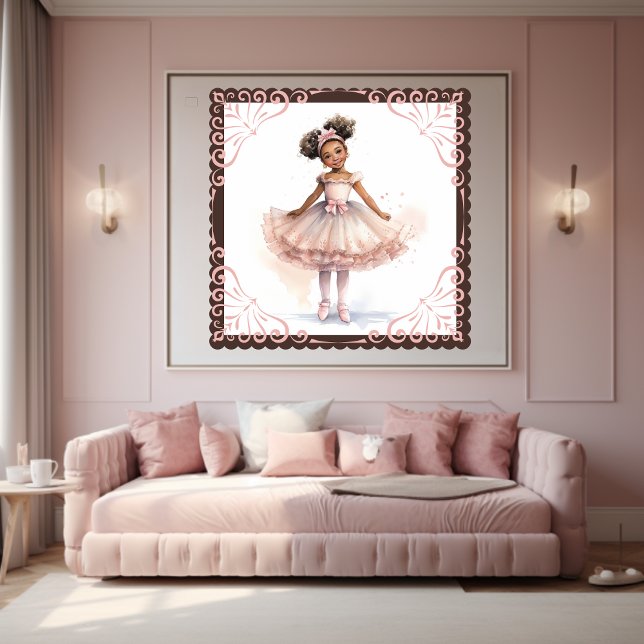 Poster Black Ballerina, Pink Tutu, Pink Ribbon Ponytails (Criador carregado)