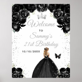 Poster Black Blond Hair Princess Birthday