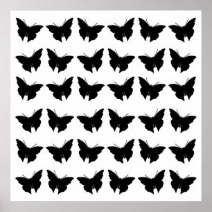 Póster Black Bold Butterflies