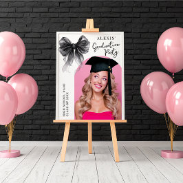 Poster Black Bow Coquette Graduation Party Photo Sign