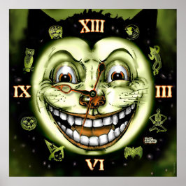 Póster Black Cat 13 Relógio Halloween