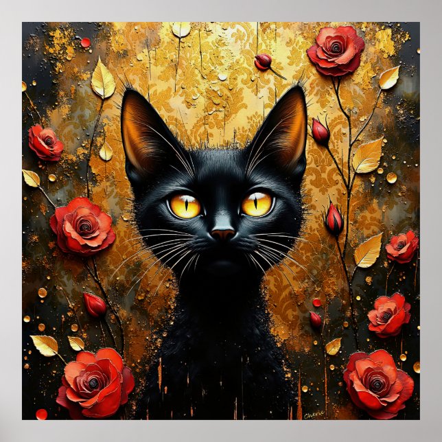 Poster Black Cat and Roses (Frente)