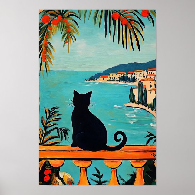Poster Black Cat and Sea  (Frente)