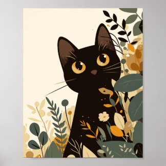 Poster Black cat boho arte moderna