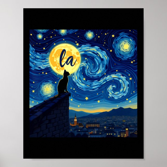 Poster Black Cat Comma La Kamala Harris Halloween Starry (Frente)