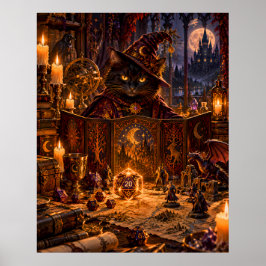 Poster Black Cat Dungeon Master Fantasy Art