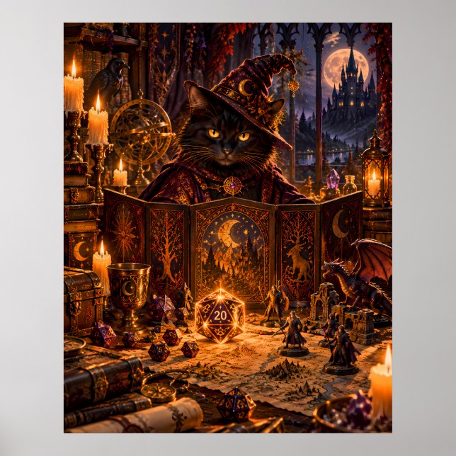 Poster Black Cat Dungeon Master Fantasy Art (Frente)