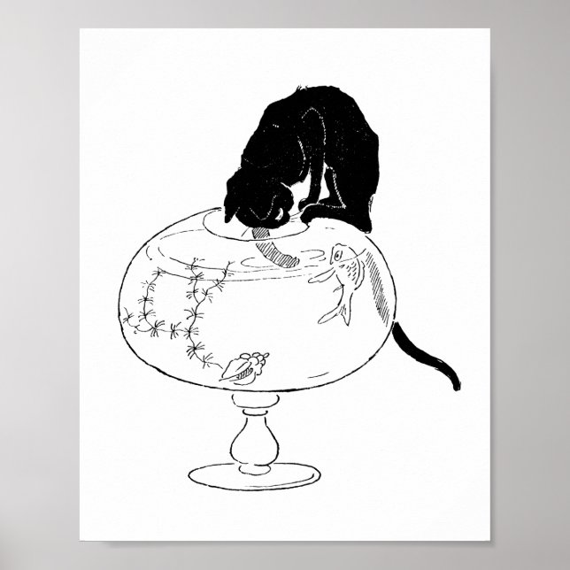 Poster Black Cat e Goldfish, Alexandre Steinlen (Frente)