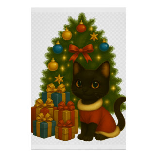 Póster “Black Cat Emi and the Christmas Tree”