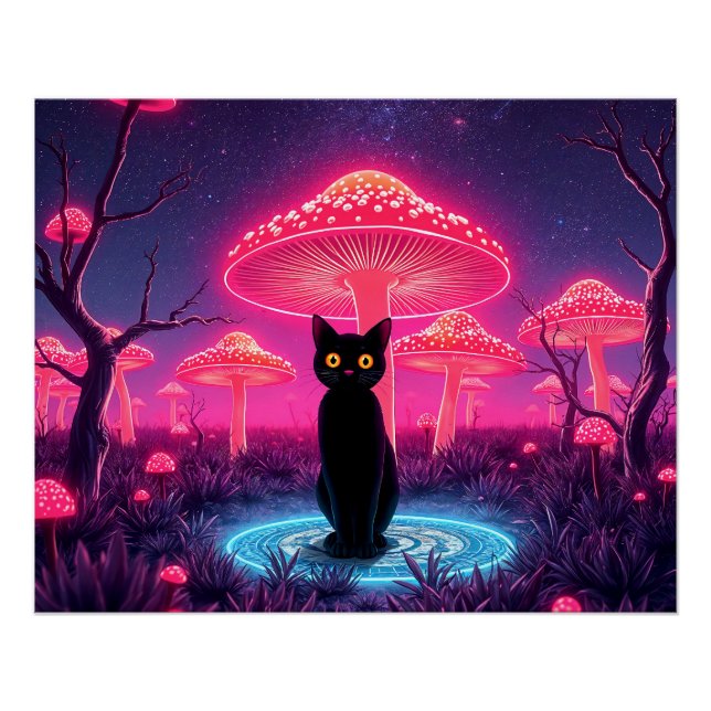 Póster black cat in the psychedelic world (Frente)