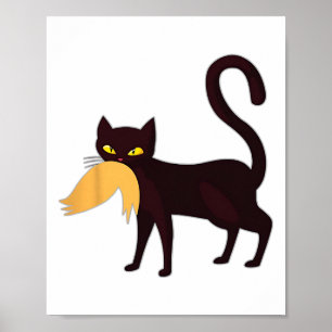 Poster Black Cat Kamala Harris com trump hair sarcastic