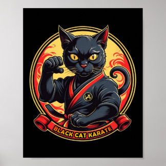 Poster Black Cat Karate Para Mulheres Homens Crianças