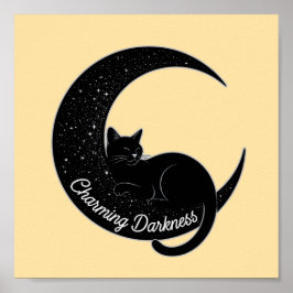 Poster Black Cat on the Crescent Moon: Charm of Darkness