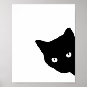 Poster Black Cat Side White