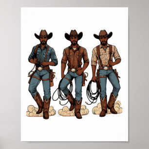 Poster Black Cowboy Ocidental Rodeo Melanin História Negr
