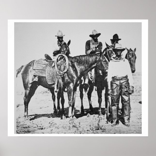 Póster Black Cowboys em Bonham, Texas, c.1890 (foto de b/ (Frente)