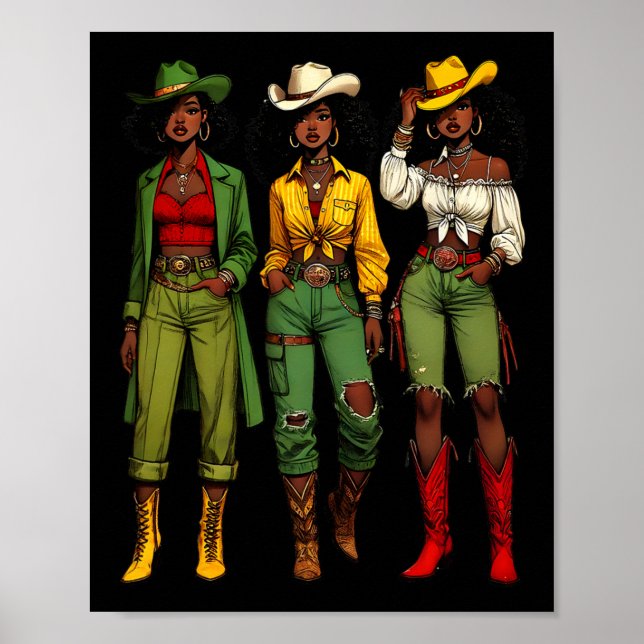 Poster Black Cowgirl Western Rodeo Melanin Juneteten Bla (Frente)