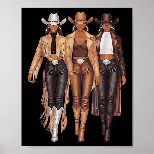 Poster Black Cowgirl Western Tee Rodeo Country Women June (Frente)