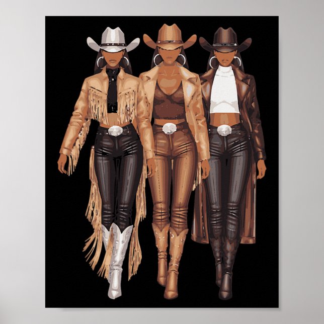Poster Black Cowgirl Western Tee Rodeo Country Women June (Frente)