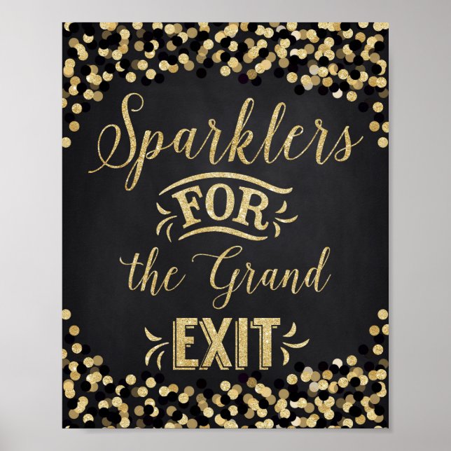 Poster Black Dourado de Casamento- Sparklers (Frente)