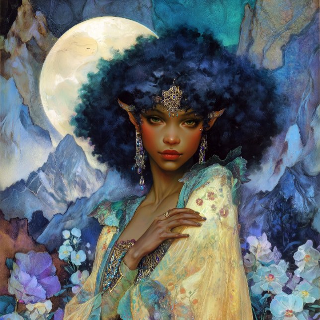 Poster Black Fantasy Art Black Elf Queen Goddess (Criador carregado)