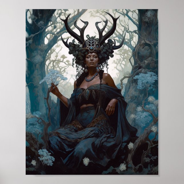 Poster Black Fantasy Sorceress Magic Fantasy (Frente)