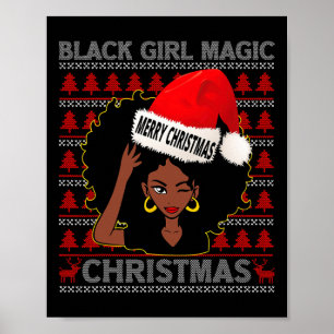 Poster Black Girl Magic Feliz Natal Afro-Americano