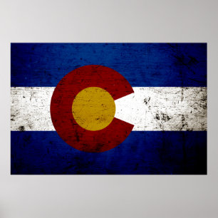 Póster Black Grunge Colorado State Flag