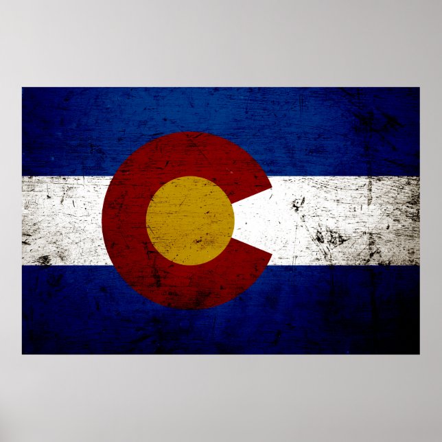 Póster Black Grunge Colorado State Flag (Frente)