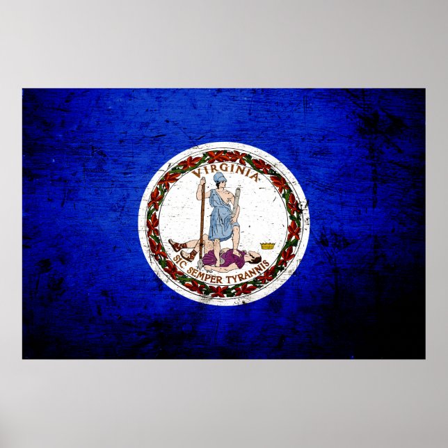 Poster Black Grunge Virginia State Flag (Frente)