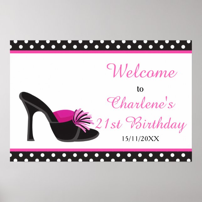 Poster Black Heels Shoes Birthday Party (Frente)