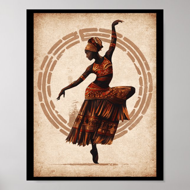 Poster Black History Month Black Woman Tribyl Dancing Jun (Frente)