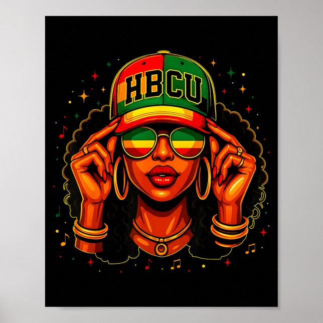 Poster Black History Month Hbcu Black Afro Educated Girl  (Frente)