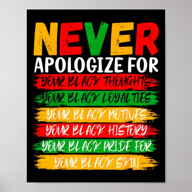 Poster Black History Never Apologize For Your Blackness M (Frente)