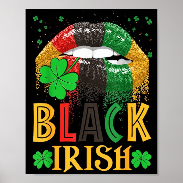 Poster Black Irish Dripng Lips African American St Patric (Frente)