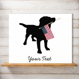 Póster Black Lab Dog with USA American Flag, 4 de julho