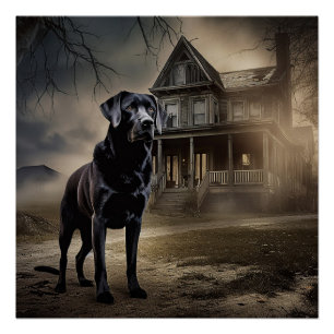 Póster Black Labrador Halloween Scary