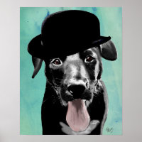 Black Labrador in Bowler Hat