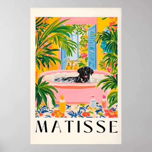 Poster Black Labrador Matisse Print Funny Tropical (Frente)