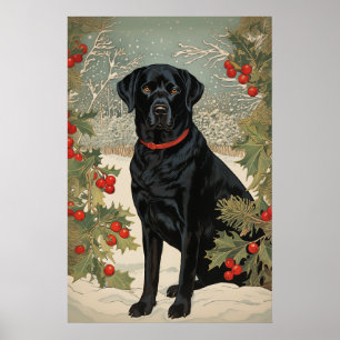 Poster Black Labrador no inverno
