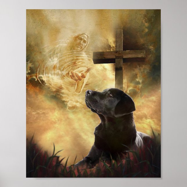Poster Black Labrador Pega Minha Mão Jesus (Frente)
