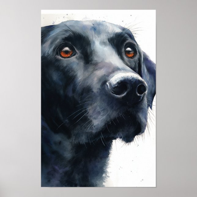Poster Black labrador retriever watercolor (Frente)
