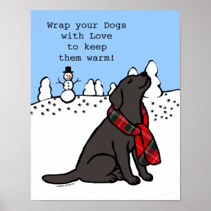 Póster Black Labrador Tartan Scarf Dark