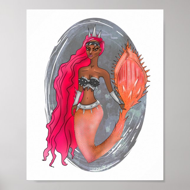 Poster Black Leather Rosa Dourada Warrior Princess Sereia (Frente)