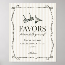 Poster Black Lingerie Bachelorette Party Favors Sign