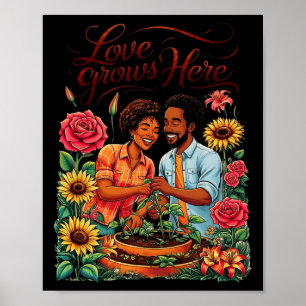 Poster Black Love African American Casal Sketch Valentin