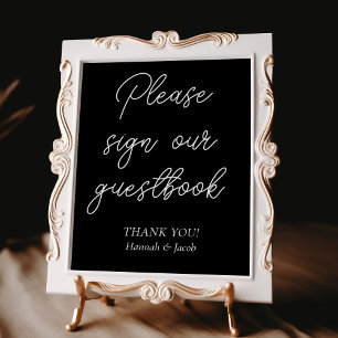 Poster Black Modern Guestbook - Sinal de Casamento