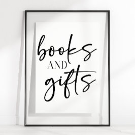 Poster Black Modern Simple Script Baby Shower Books Gifts